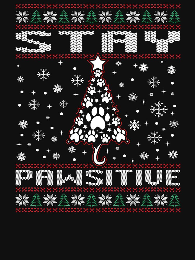 Stay Pawsitive Ugly Christmas Sweater by bryannsart