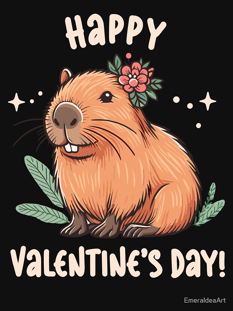 Sending Capybara Love: Happy Valentines Day by EmeraldeaArt