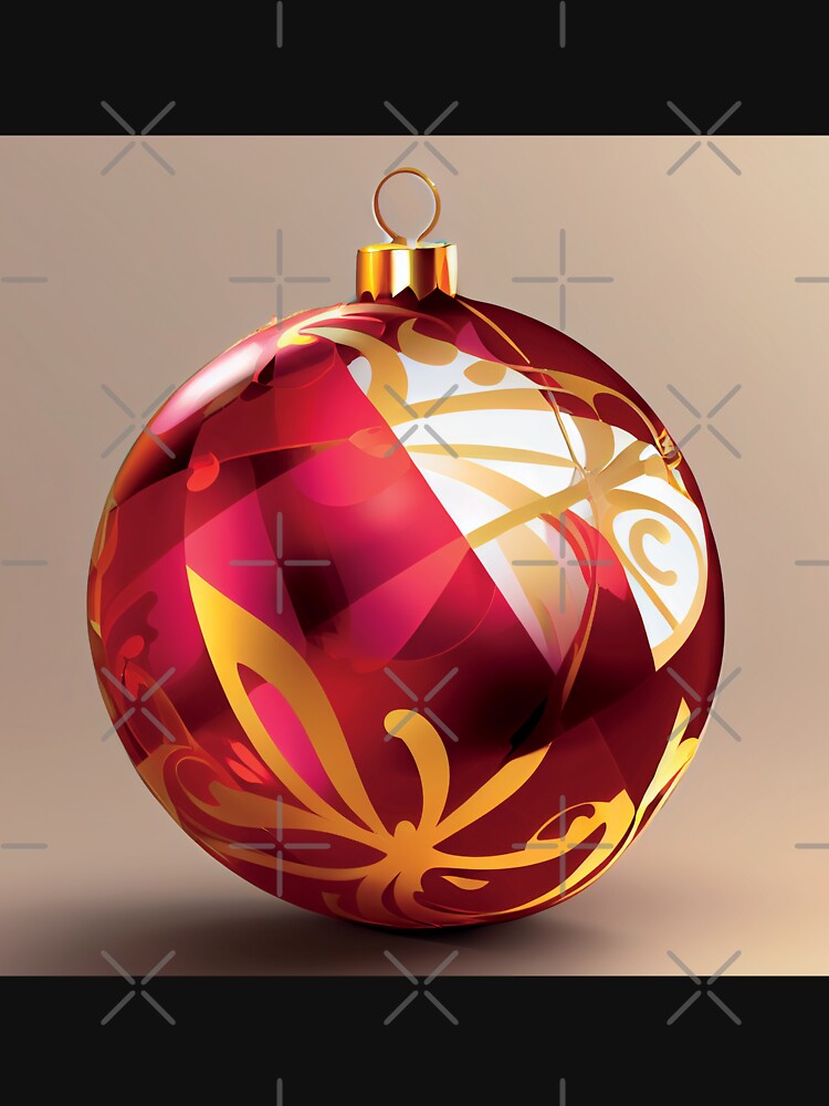 a red and gold christmas ornament on a beige background by DesignAtYO