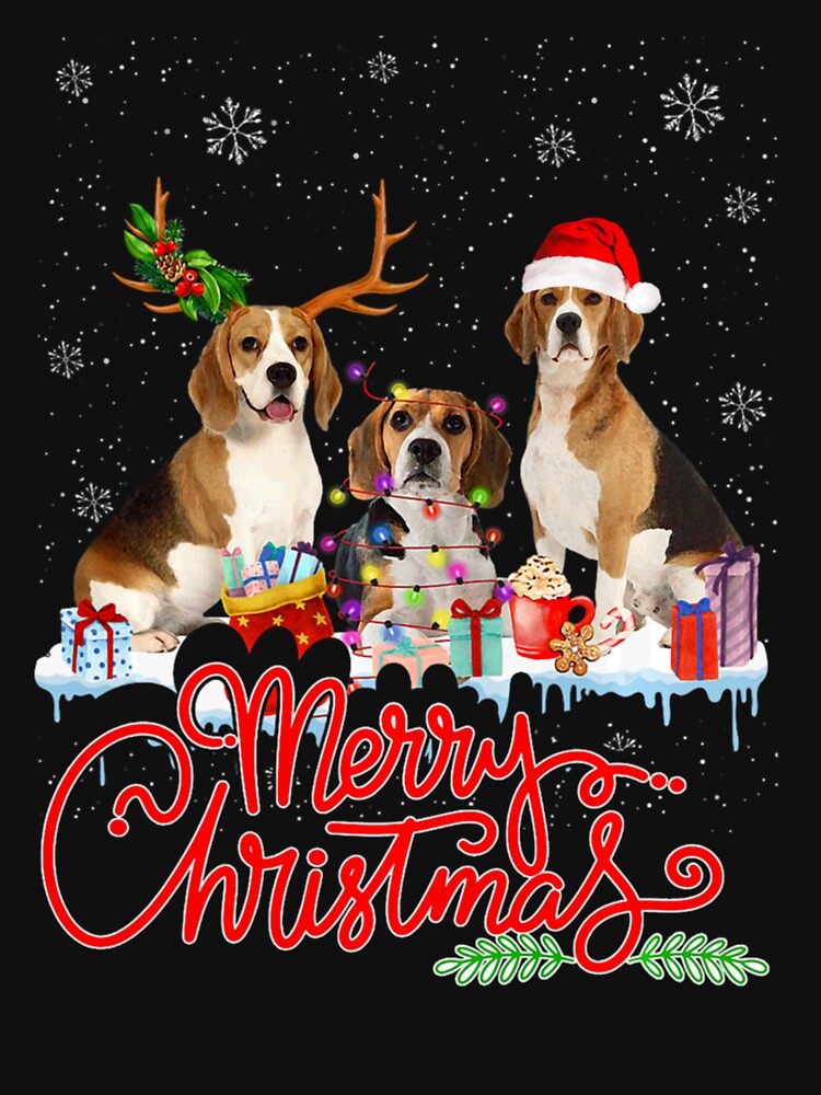 Merry Christmas Dog Beagle For Dog Lovers, Santa Reindeer Light Xmas Gift by baaderman