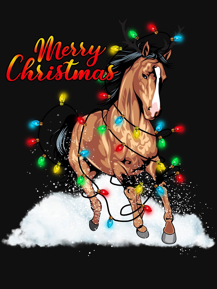 Merry Xmas With Horse Reindeer Lights Design For Horse Lovers Kids by MortiStolten