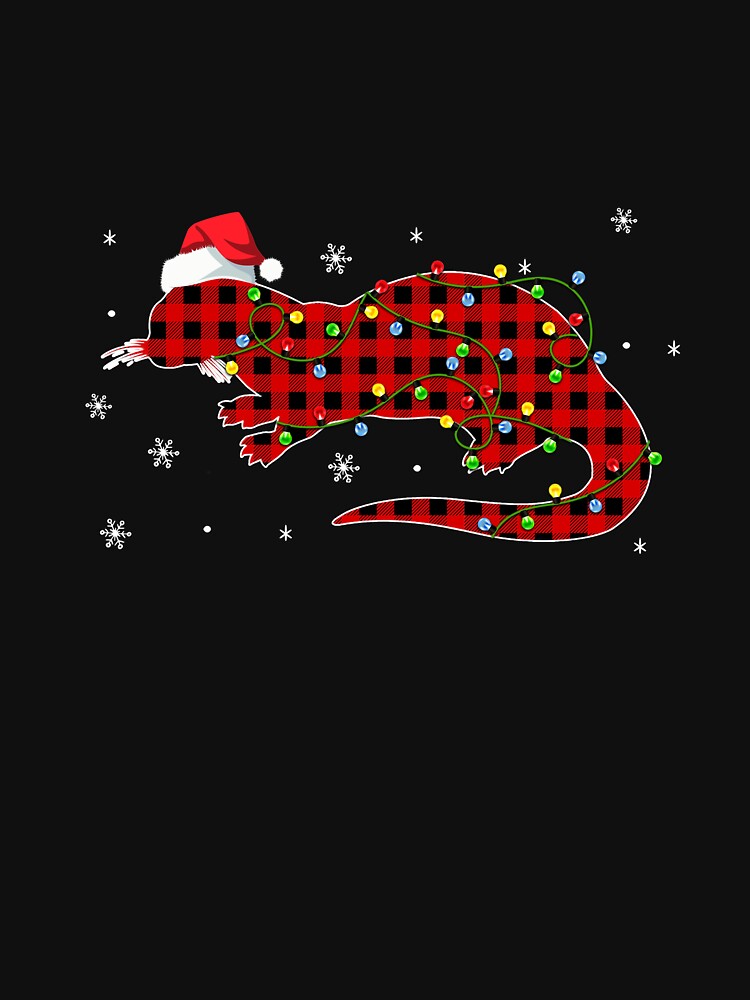 Red Plaid Otter Christmas Lights Santa Hat Pajamas by DanielleNicolet