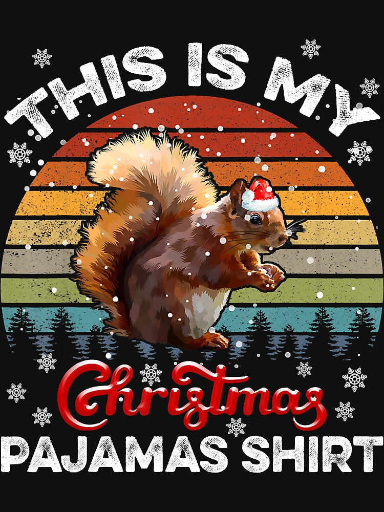 This Is My Christmas Pajamas Vintage Squirrel Christmas Gift T-Shirt by LenaEhrlichmann