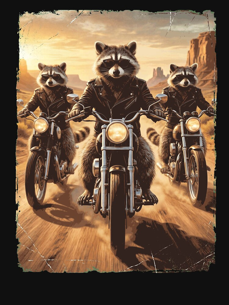 Funny Raccoon Motorcycle Meme Animal Lover by DoodleTortle