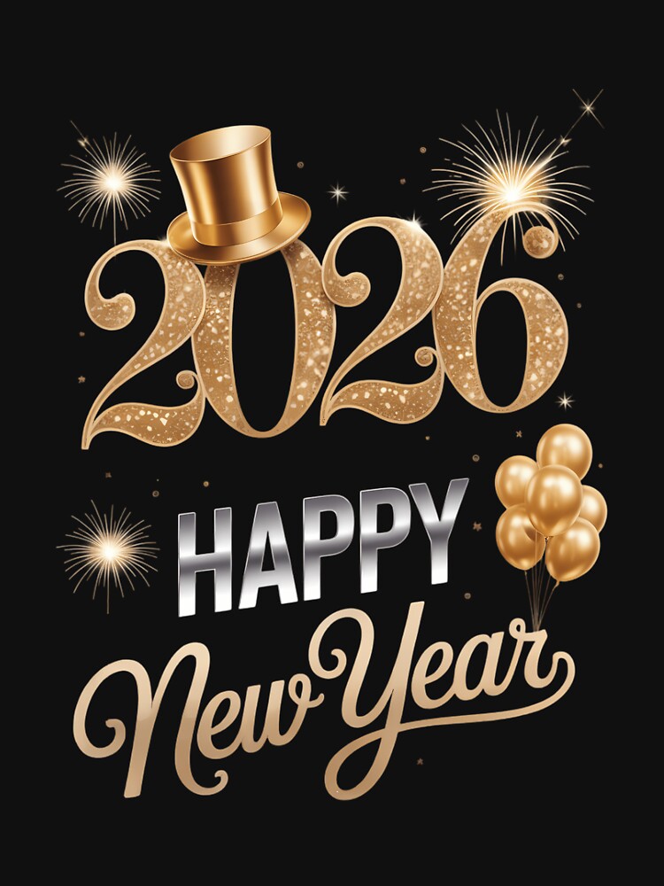 Happy New Year 2026 Goodbye 2025 Hello 2026 Cheers Year of the Horse Holiday by IdunayaStore