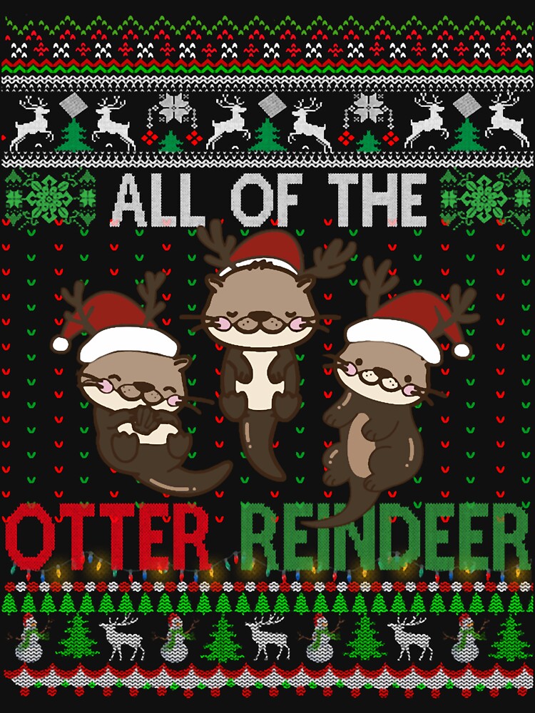 Funny Otter Reindeer Kids Ugly Merry Xmas Amimal Lover Kids Toddlers by Arrianagamb
