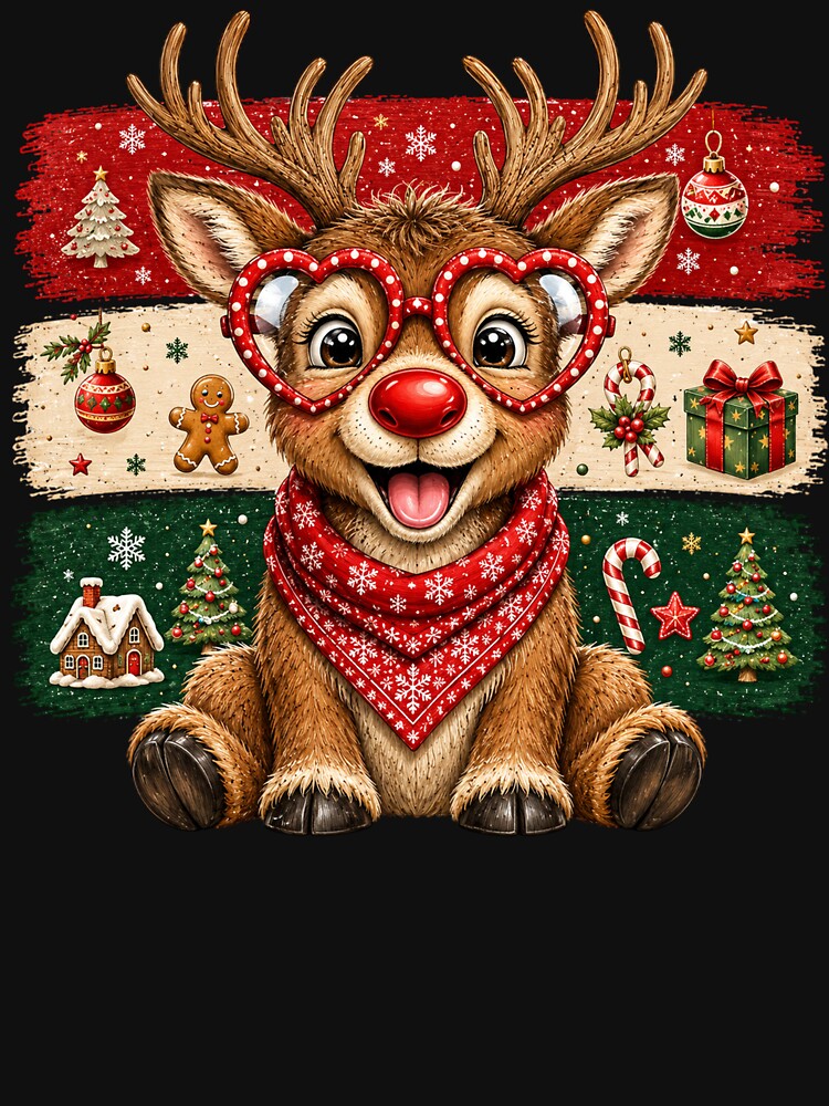 Cute Christmas Reindeer Funny Holiday Winter by DYAFLK