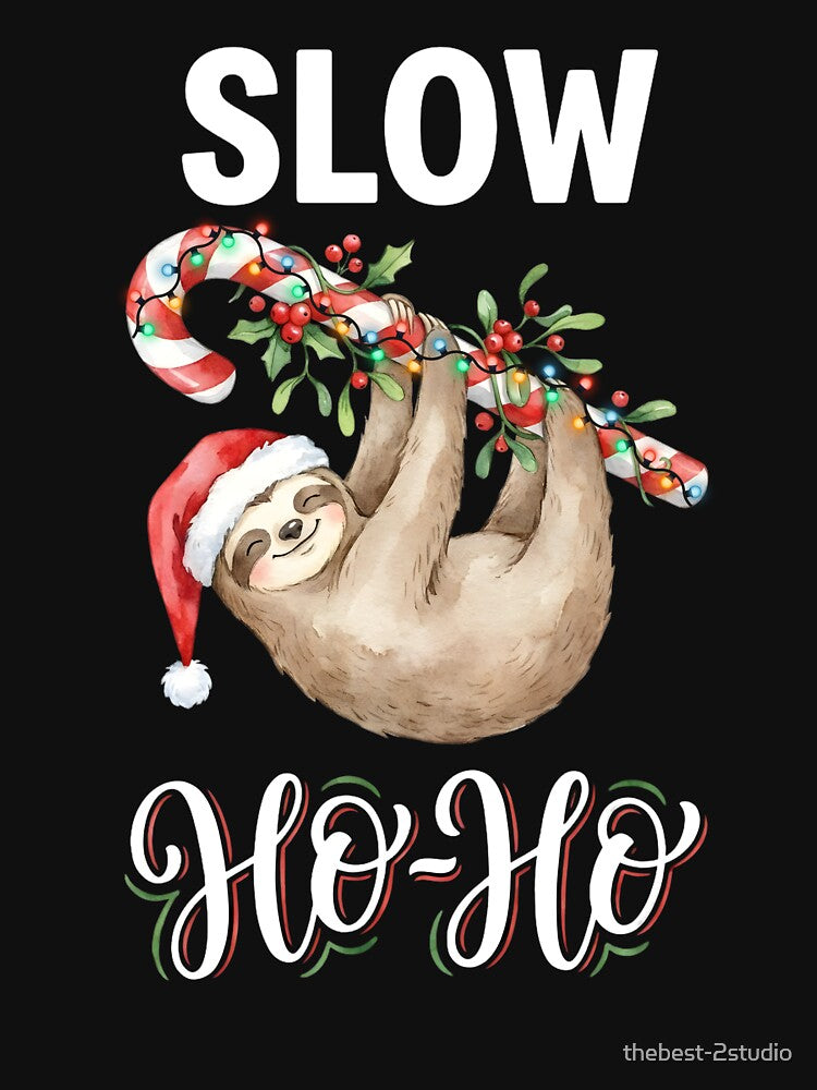 Slow Ho Ho Funny Sloth Christmas by thebest-2studio