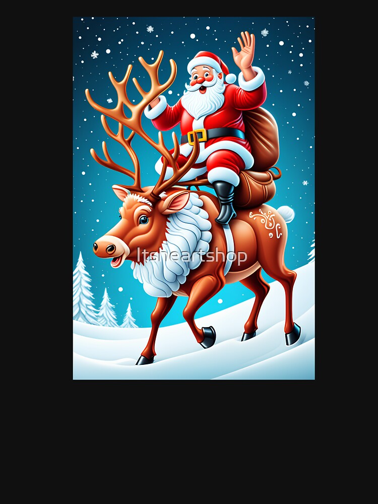 Cute Santa Riding Reindeer by Itsheartshop