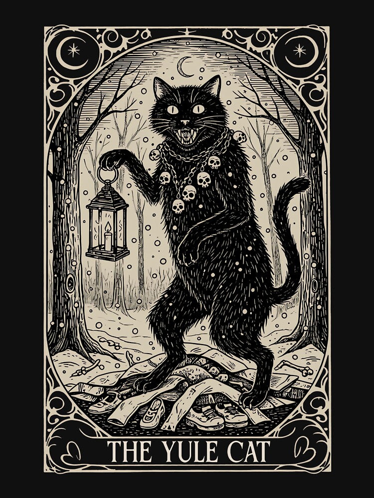 Retro Vintage The Yule Cat Tarot Card Dark Christmas Holiday by LightCoverSame