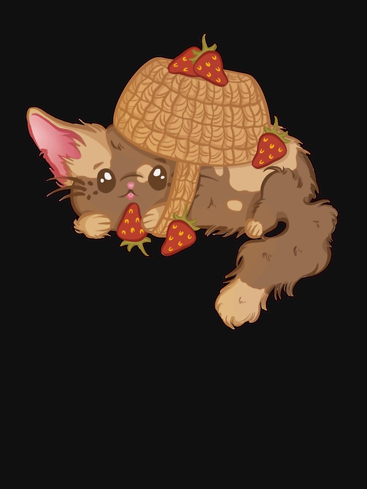Cottagecore Strawberries and a brown Cute Fluffy Cat by FalkDania