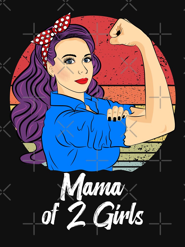Mama of 2 Girls Vintage Mother’s Day Retro Squared Mama by ZNOVANNA