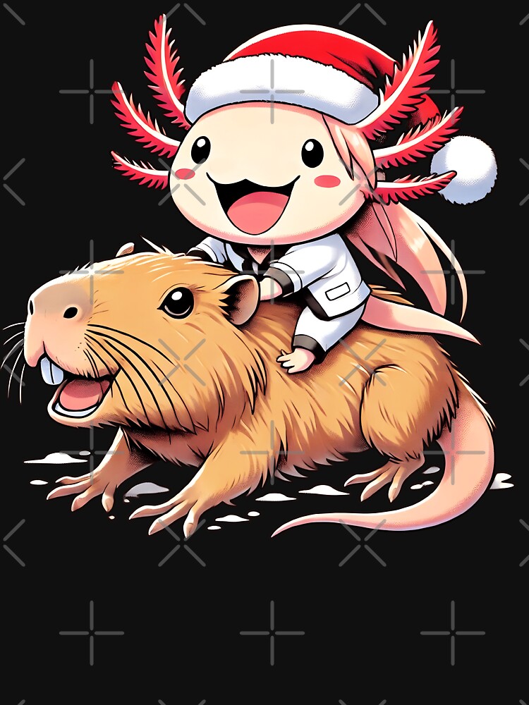 Kawaii Anime Axolotl riding Capybara Christmas Kids Boys by MTRBSK11