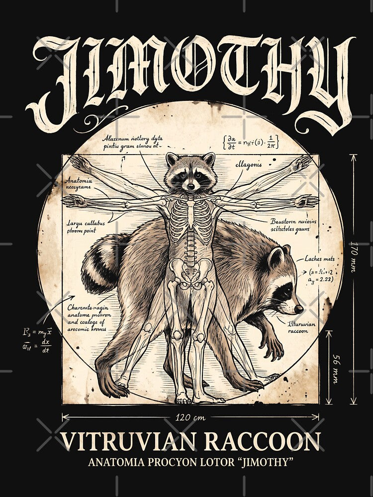 Jimothy the Raccoon Vitruvian Raccoon Trash Panda Graphic Tee by Senpaiwaves