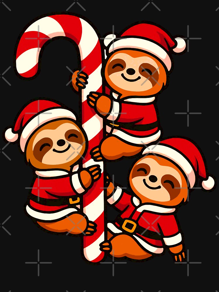 Love Joy Peace Sloths Santa Christmas Candy Cane by plushism
