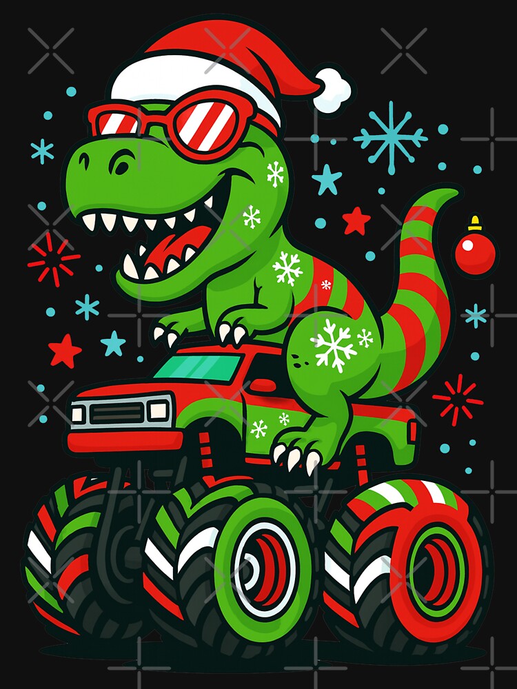 Christmas Dino Monster Truck – Cute T-Rex Holiday Ride by DesignDoodleArt