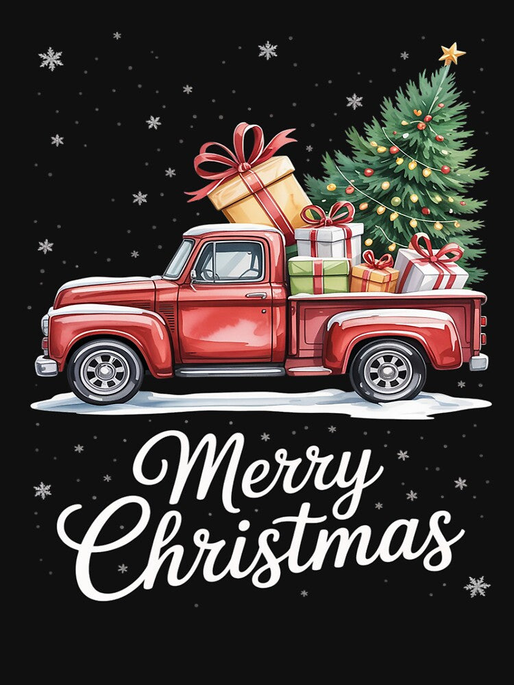 Merry Christmas Red Truck Old Fashioned Christmas by Moxizz