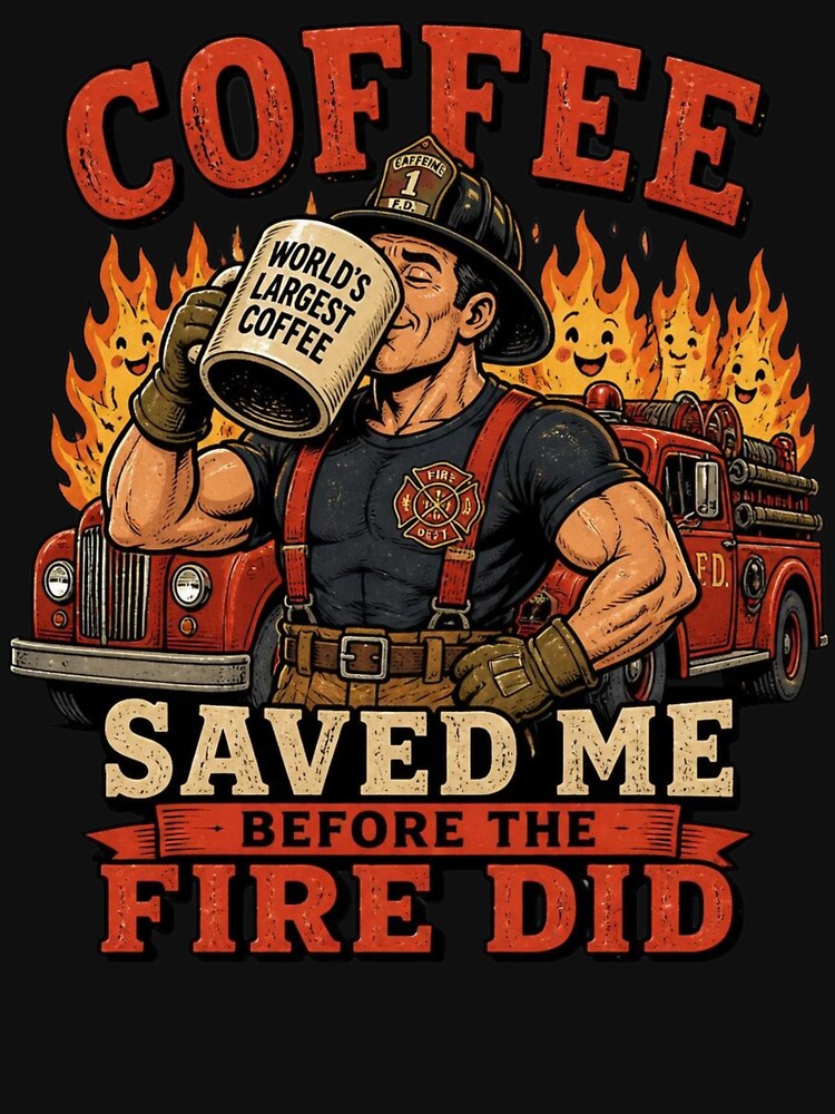 Funny Firefighter Gift Coffee Saved Me Fireman Fire Dept Design by thoughtswear