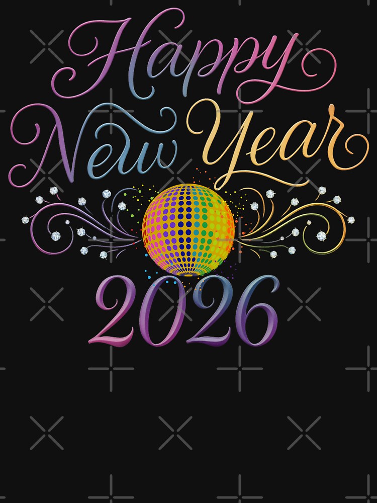 Happy New Year 2026 (multicolored disco ball) by Brickroad Dsigns