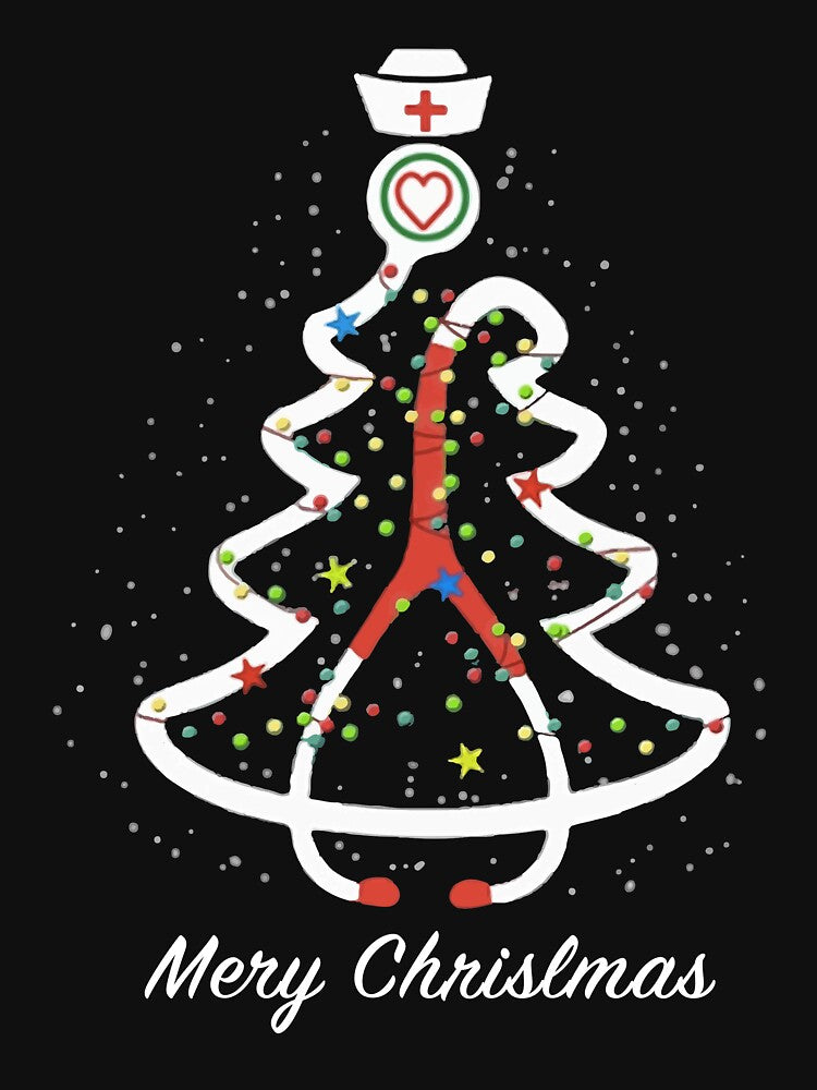 merry christmas stethoscope pine noel nurse by Super-Thomas