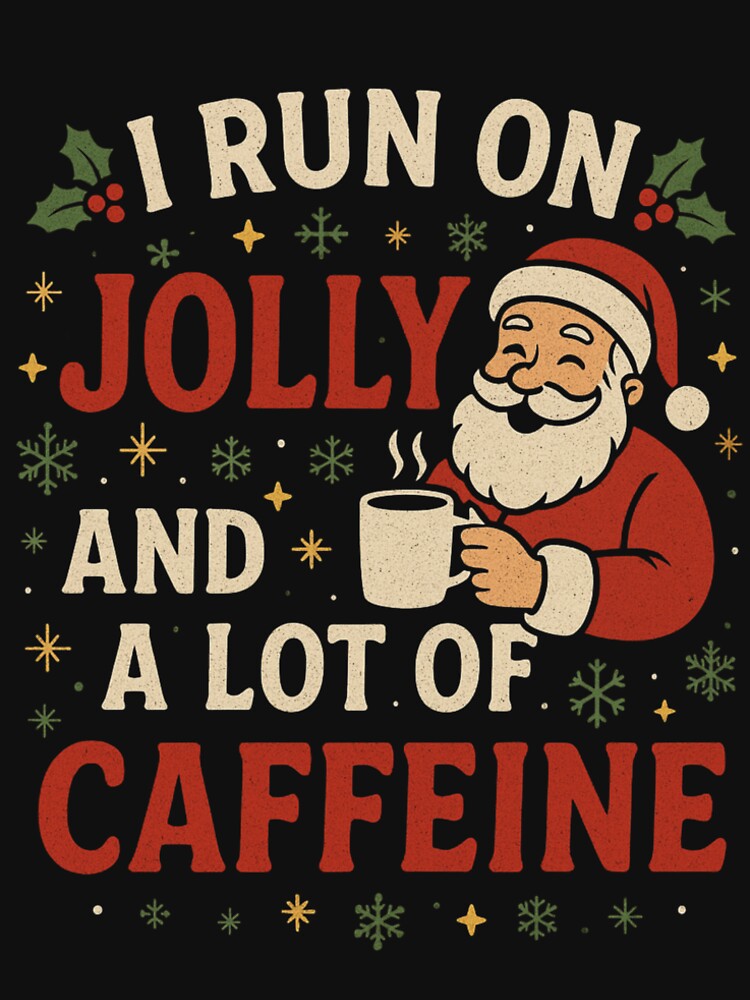 I Run on Jolly and a Lot of Caffeine – Funny Christmas Coffee Shirt & Hoodie (Charity Edition) by Jolly-Apparel