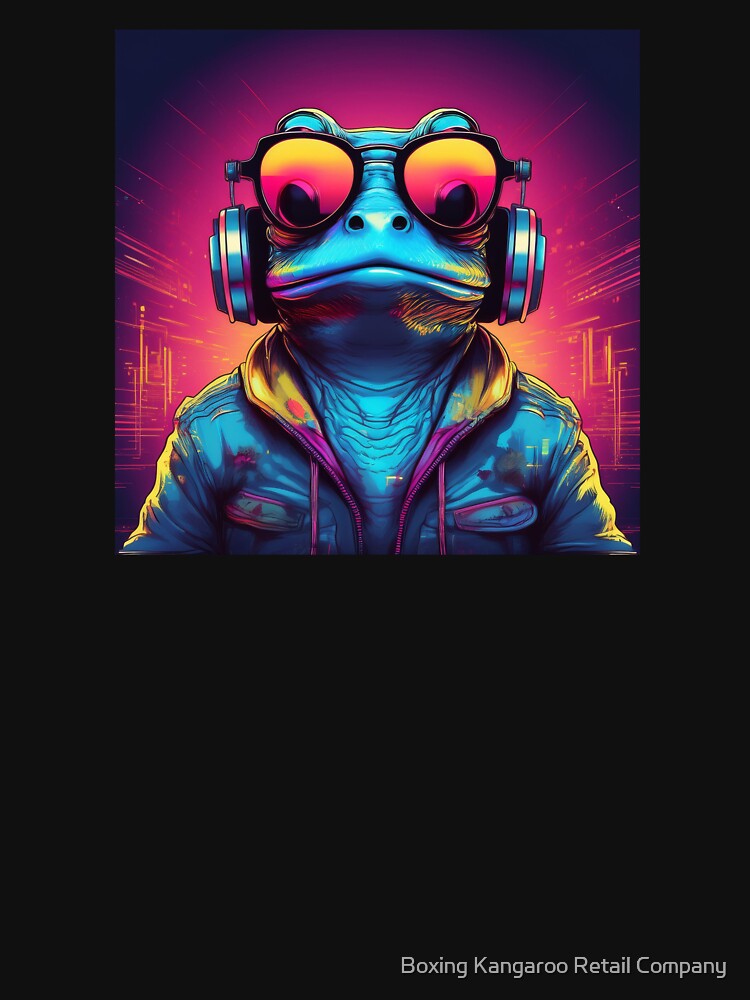 Frog in Headphones and Shades Synthwave by Boxing Kangaroo Retail Company