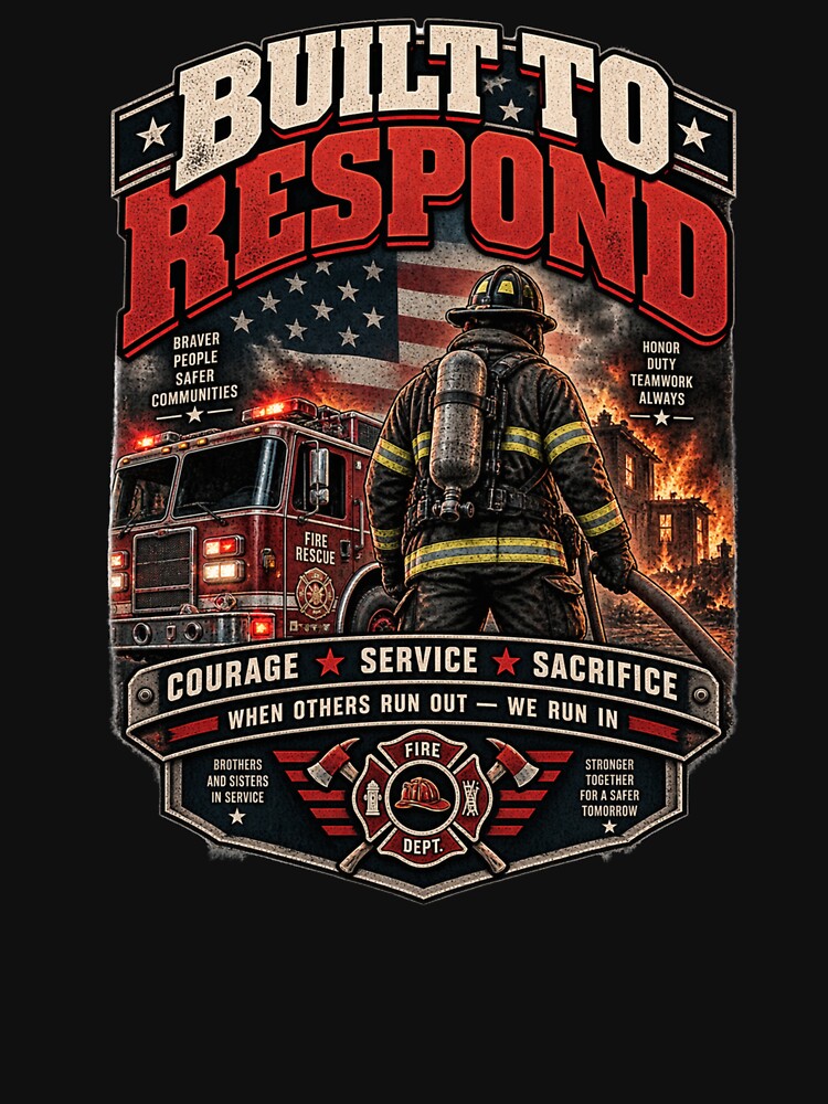 Built to Respond - Vintage Firefighter Americana T-Shirt by DomKo10