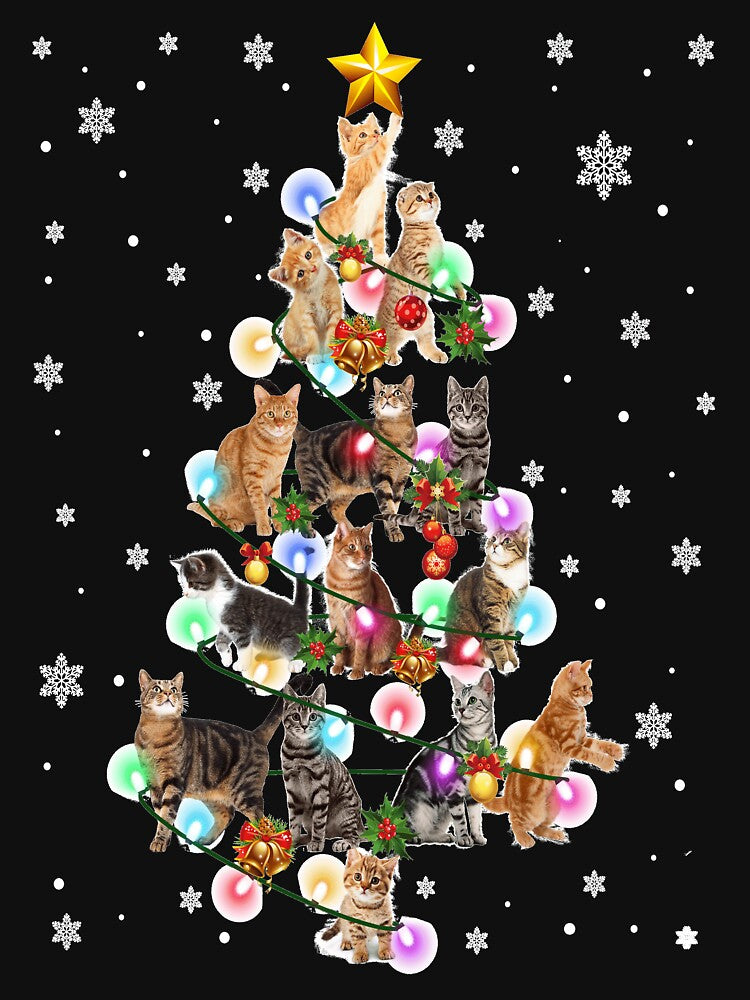 Funny-Cats-Christmas-Tree-Tee-Ornament-Decor-Gift by JohnCenass