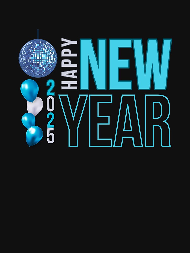 Happy New Year 2025 Blue Disco by LavenderBliss