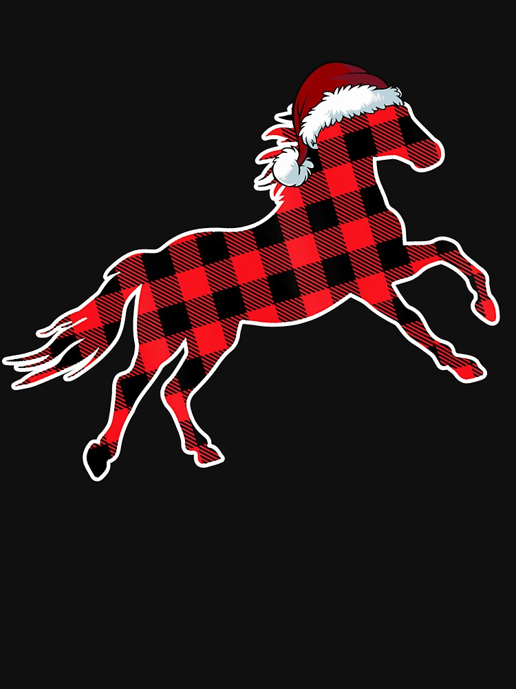Red Plaid Pajama Horse Santa Hat Christmas Gift Women Girls by DanMoor