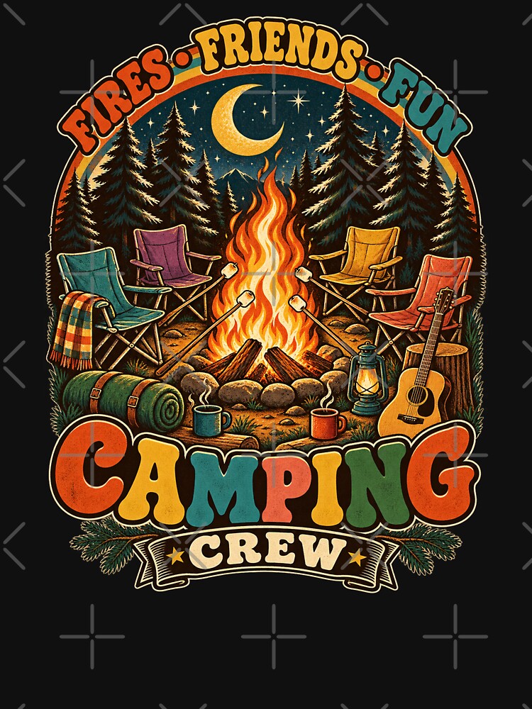 Camping Crew – Fires Friends Fun Retro Outdoor Adventure by will freed18