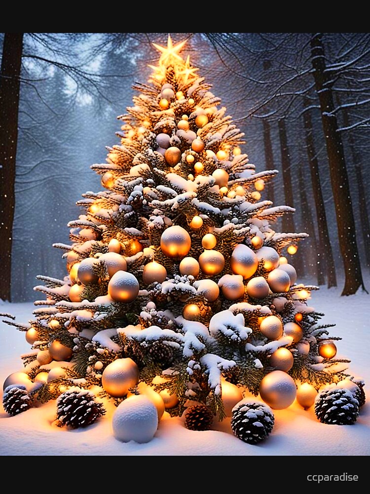Pine tree pinecones in the snow by Earth Nature Creations