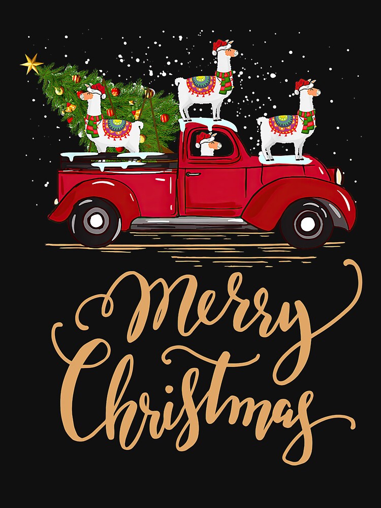 Llama Drive Christmas Tree Truck Llama Christmas by robtkatch86