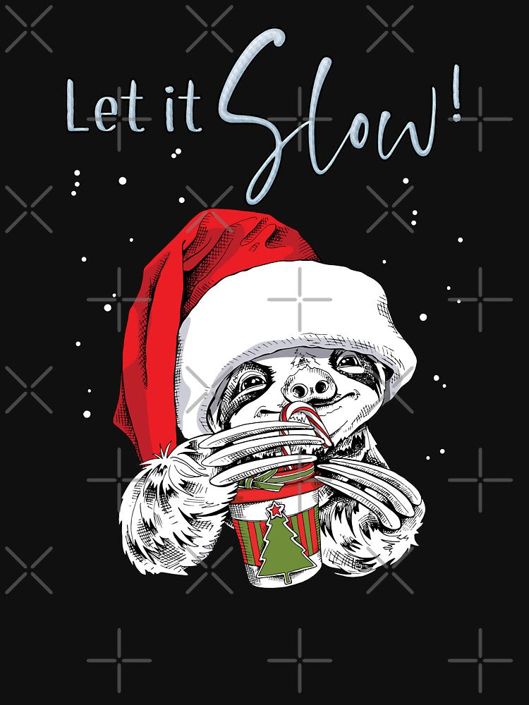 Let It Slow Funny Lazy Sloth Christmas by chris-ellis-art
