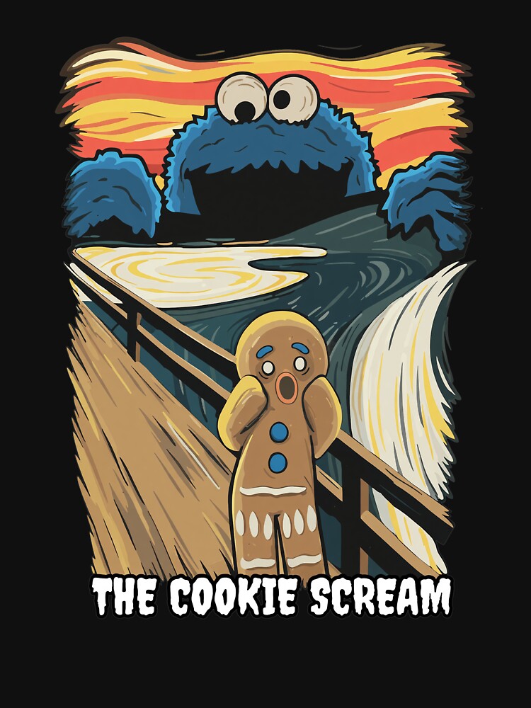 Cookie Monster Screams Over Gingerbread Man Art by Loopdrawings