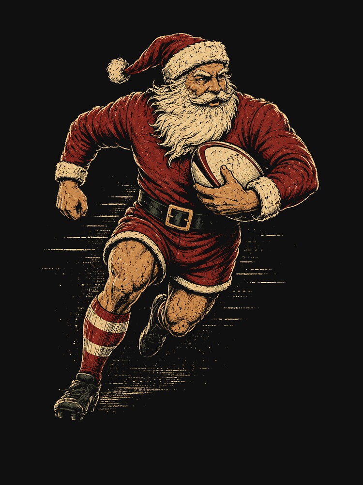 Funny Santa Playing Rugby Christmas Xmas Pajama Rugby Player Gift by Moizento