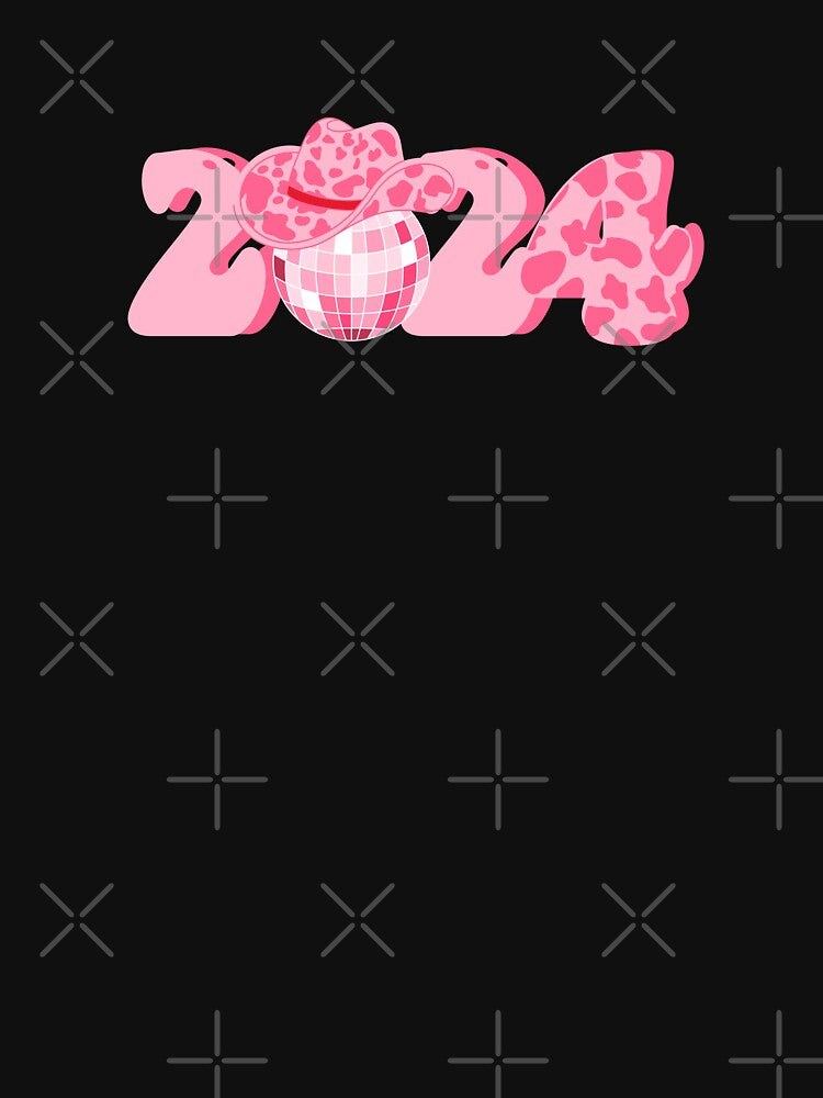 New Year 2024 Pink Cow Pattern And Cowgirl Disco Ball by phantasmalfairy