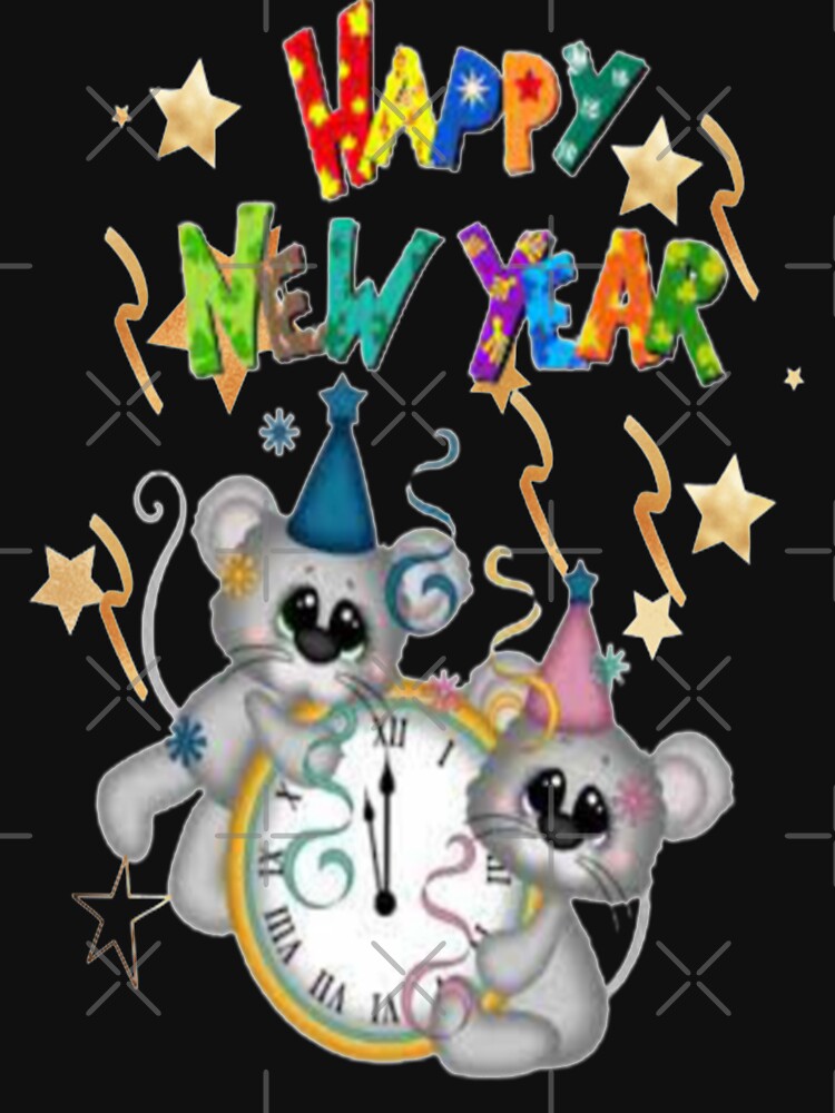 Happy New Year Clock and Mice, Howdy New Year,New Years Celebration, New Years Eve Countdown by Adri Barnard