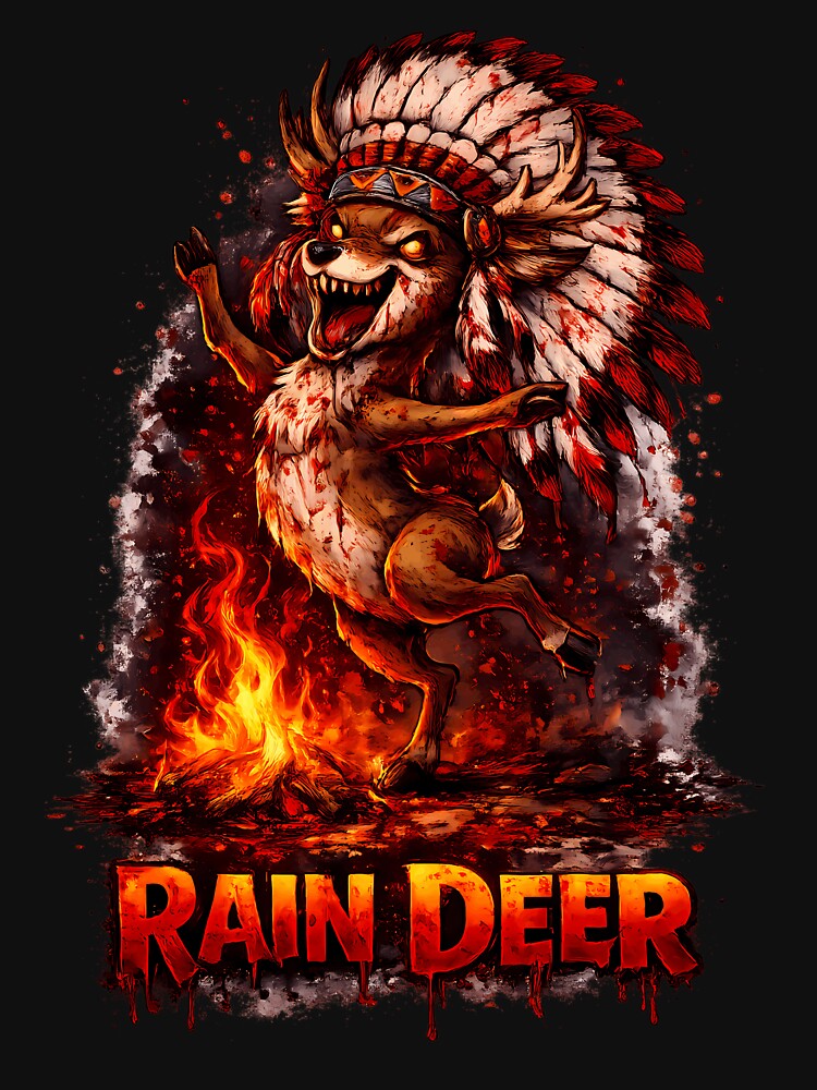 Rain Deer Horror Bloody Reindeer Dark Cartoon Psycho Animal Design by AuraloomAtelier