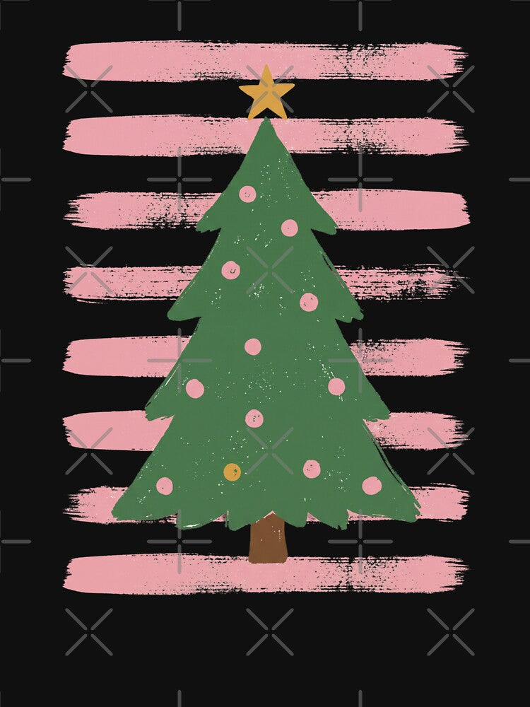 Christmas Tree Pink Stripes by dudelinart