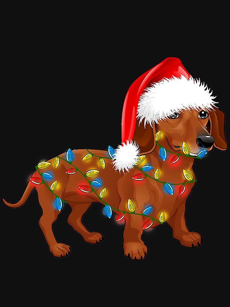 Dachshund Lights Santa Hat Christmas by reyeskhan79