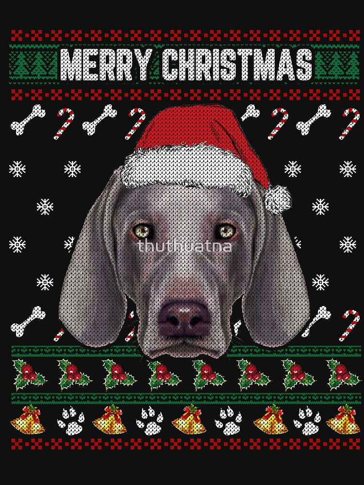 Weimaraner Lovers Ugly Xmas Sweater Merry Christmas T Shirt by thuthuatna