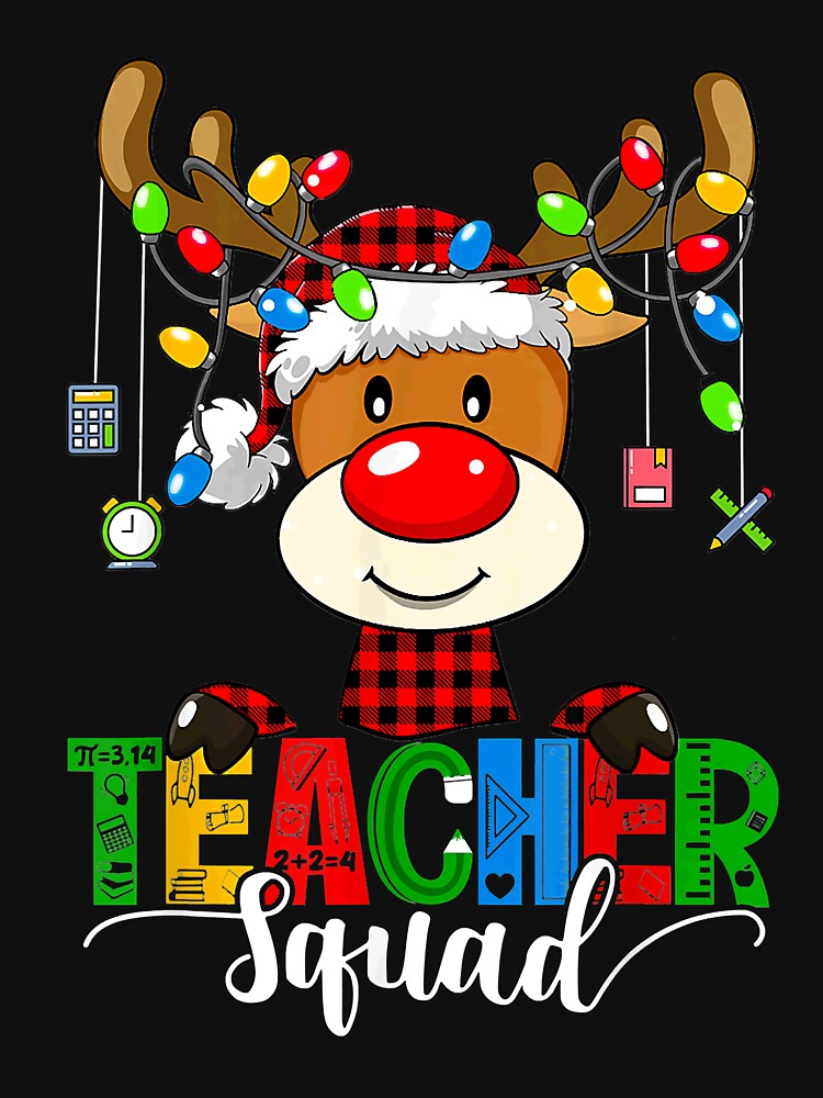 Christmas Teacher Squad Reindeer Buffalo Plaid Teacher Xmas by PaytenWillis