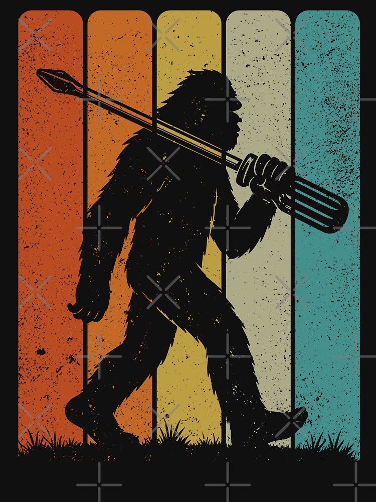 Bigfoot Electrician - Retro Sasquatch carrying a Giant Screwdriver by gunaone-design