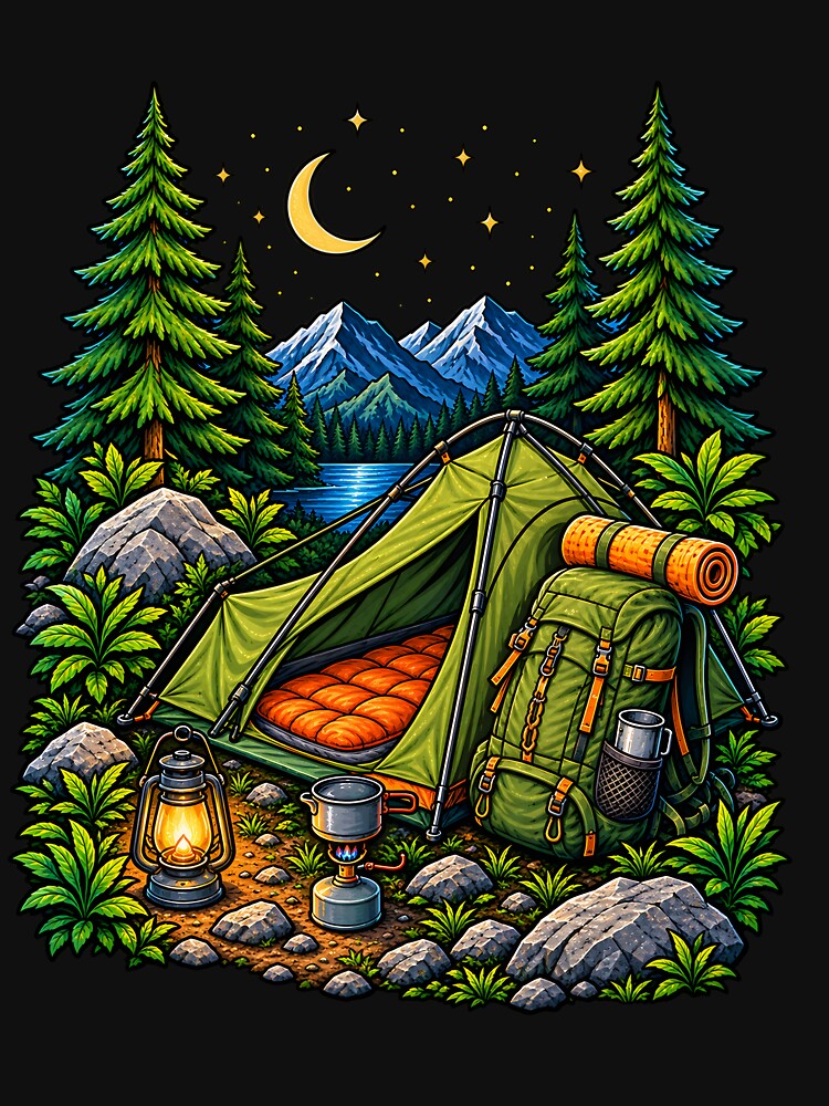 Camping Adventure Tent Mountains Nature Outdoor Camping Design by Tbenghali