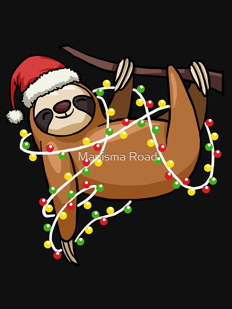 Sloth Lighting Christmas Tree Graphic Tee by Manisma Road