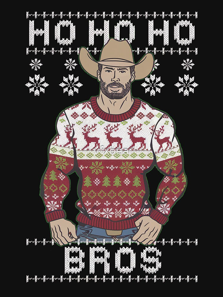 Ho Ho Ho Bros - Funny Cowboy Christmas Sweater by vfxbear