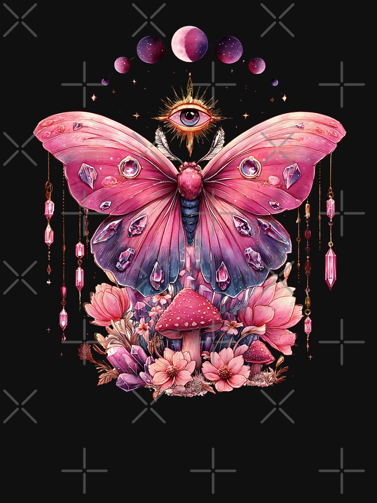 Celestial and mystical pink lunar moth by FatBirdie