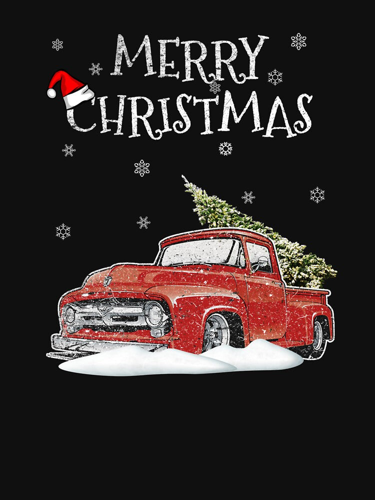 Red Vintage Truck Retro Christmas Tree Pickup Xmas by lishakaren