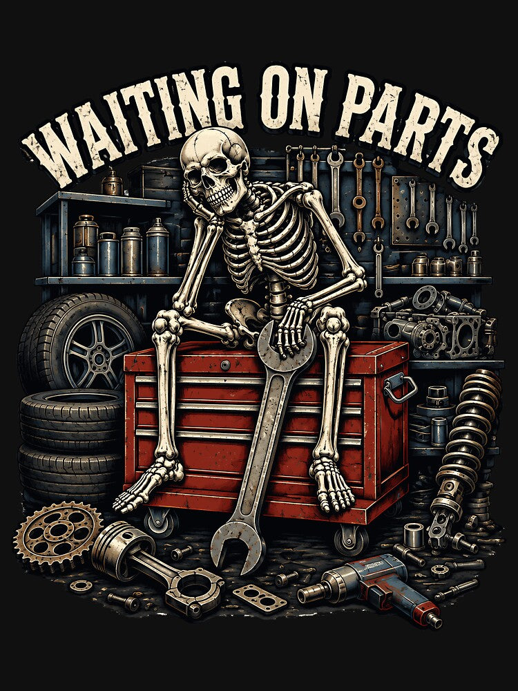 Waiting On Parts Mechanic Skeleton Auto Repair Design by netimdomains